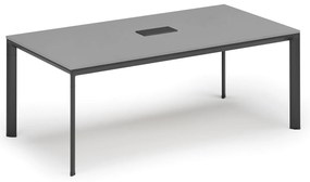Stół konferencyjny PRIMO INVITATION, 200x100 cm, szary + port blatowy TYP I, czarny