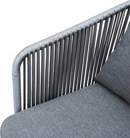 Zestaw mebli ogrodowych antracyt aluminiowa sofa 2 fotele stolik sznurowany