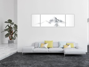 Obraz - Obraz gór namalowany tuszem (170x50 cm)