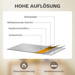 HOMCOM Lustro ścienne, 70 x 90 cm, dekoracyjne lustro wiszące, łatwy montaż, w zestawie śruby | Aosom PL