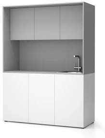 Kuchnia biurowa NIKA ze zlewem i kranem 1481 x 600 x 2000 mm, szary, prawe