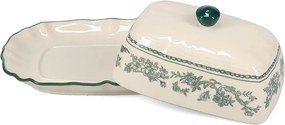 Zielona/w kolorze kości słoniowej porcelanowa maselniczka Cyril – S|P Collection