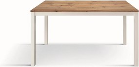 Stół drewniany, efekt dębu, podstawa biała, wym.160x90-210x90cm - TROPEA