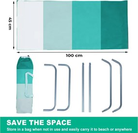 Składany leżak plażowy SAND, zielone paski