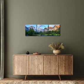 Obraz dzikiego górskiego krajobrazu (z zegarem) (90x30 cm)