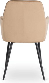 Krzesło Tapicerowane do Jadalni BRESSO Beżowe Welurowe Nowoczesne