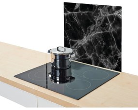 Szklana płyta ochronna MARBLE BLACK na kuchenkę – duża, ZELLER