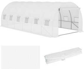 Outsunny Folia zamienna do szklarni 6x3x2 m, wytrzymała, odporna na rozdarcia, 12 okien, drzwi, Zielona