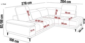 Narożnik FOCUS L z elektryczną regulacją w tkaninie SALVADOR 15 WERSAL