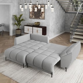 Masseno Narożnik VESTANO  z funkcją spania i pojemnikiem na pościel Narozniki L, Rozkładana sofa - Jasnoszary, QUELLE 83