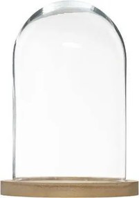 Szklana kopuła, Ø 18 cm, na drewnianej podstawie