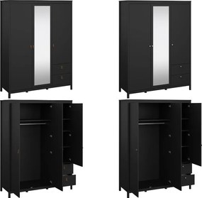 Trzydrzwiowa szafa z lustrem i szufladami Madrid, czarny mat