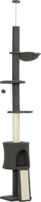 PawHut Drzewko dla kota, kryjówka, hamak, regulowana wysokość, drapak obity tkaniną, szary
