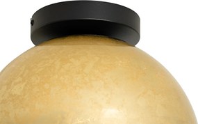 Designerska lampa sufitowa czarna ze złotym szkłem - Bert