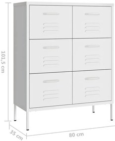 Biała stalowa szafka gospodarcza z 6 szufladami R8-Z02