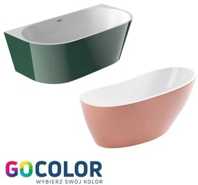 Wanna wolnostojąca akrylowa owalna 170 x 75 cm LARSO z przelewem okrągłym chrom | Możliwa opcja Go Color : Wybierz swój kolor - Twój wybrany kolor z palety RAL