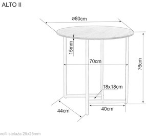 Okrągły stół jadalniany z blatem w dekorze dąb ALTO II 80x80