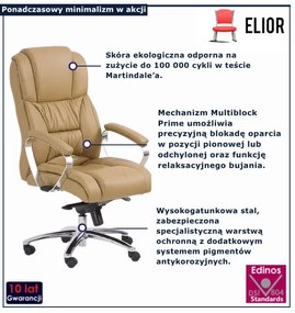 Skórzany beżowy fotel obrotowy do gabinetu K2-E61