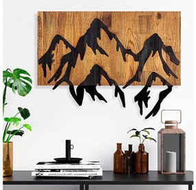Dekoracja ścienna 58x44 cm góry drewno/metal
