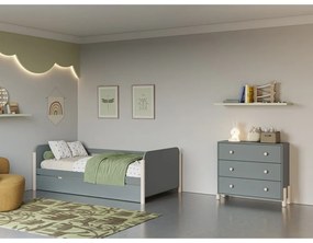 Szarozielona komoda dziecięca z litego drewna sosnowego 90x80x40 cm Enola – Marckeric