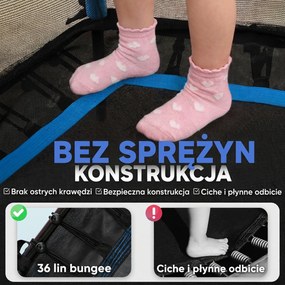 HOMCOM Trampolina dla dzieci, Ø163,5 cm, z siatką bezpieczeństwa, obicie, stal, do 50 kg, Czarny &amp; Niebieski