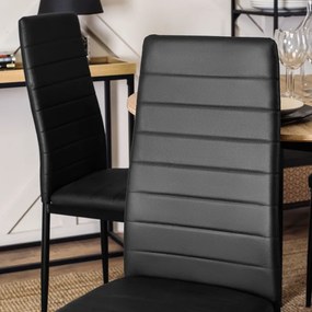Krzesło Tapicerowane do Salonu NARIS Czarne Ekoskóra Nowoczesne Loft