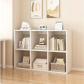 Regal 6 półek na książki biały szafka otwarty nowoczesny loft 100x67x30 cm