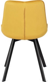 Zestaw Stół Okrągły Rozkładany HARRY 102-142 cm Dąb Craft/Czarny i 4 Krzesła Tapicerowane RICK Musztardowe Nowoczesne