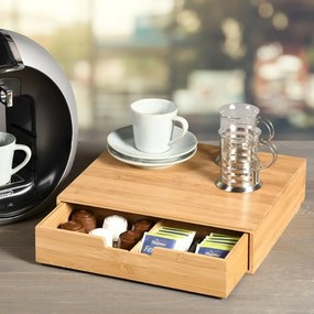 Kesper 58952 Organizer na kapsułki z kawą iherbatą bambus, 34 x 31 x 8 cm