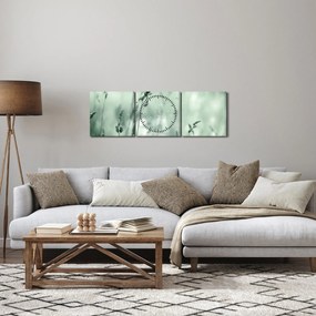 Obraz - Zielona łąka (z zegarem) (90x30 cm)