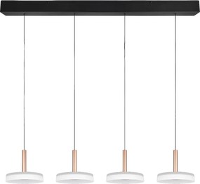 Lampa wisząca LED w czarno-biało-złotym kolorze ze ściemniaczem i szklanym kloszem Celeste – Trio