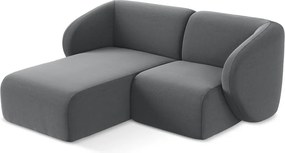 Szary aksamitny narożnik (lewostronny/z szezlongiem) Lani – Makamii