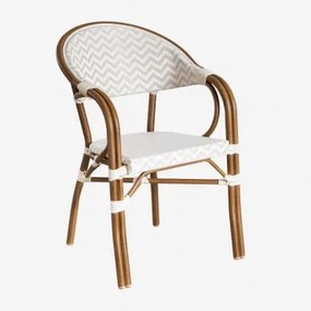 Krzesło Do Jadalni Brielle Bistro Stackable Aluminum Z Podłokietnikami Nude Beżowy - Gardenia Biel - Sklum