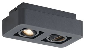 Zaokrąglony reflektor natynkowy czarny 2-punktowy obrotowy i przechylany - Dox