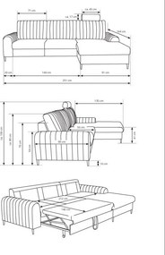 Masseno Narożnik VERONA z funkcją spania i pojemnikiem na pościel Narozniki L, Rozkładana sofa - Szary, VELLUTO GREY 16