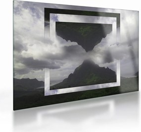 Obraz na szkle - Góry na Islandii, geometryczny kolaż (70x50 cm)