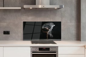 Panel szklany do Kuchni Kobieta w Oparach Dymu