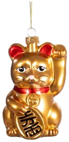 Szklana ozdoba świąteczna wykonana ręcznie 11 cm Lucky Cat – Sass &amp; Belle