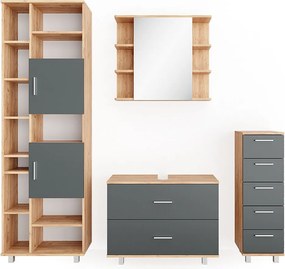 Zestaw mebli łazienkowych antracyt/złoty dąb 80.2x33x60.8 ilias