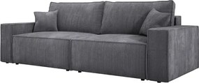 Kanapa KASJO Prawostronny Sofo-Narożnik z funkcją spania i poduszkami, 2x pojemnik POSO 060 Szary DOMOHOME
