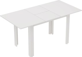 HOMCOM Rozkładany stół jadalniany 120-160 x 70 cm, regulowany stół kuchenny dla 4-6 osób, MDF, biały wysoki połysk