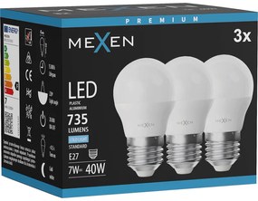 Mexen Nova 3x żarówka LED E27, G45, 7W, Zimna - 6500K, 735 lm - L101-E27-0765-01x03