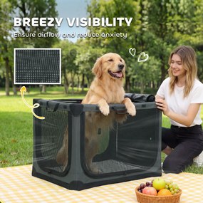 PawHut Składana transporterka dla psa z poduszką, zdejmowany i pralny pokrowiec z tkaniny Oxford dla psów do 38 kg, zielony militarny | Aosom PL