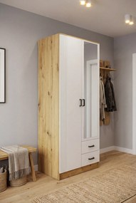 Szafa uchylna z lustrem dąb artisan + biały A9-C04