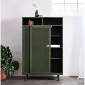 Ciemnozielona metalowa szafka z drzwiami przesuwnymi 90x140x40 cm Veep – Unique Furniture
