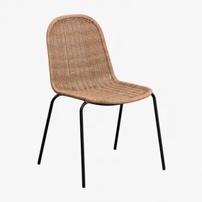 Zestaw 4 Sztaplowanych Krzeseł Ogrodowych Z Syntetycznego Rattanu Reiven Czarna - Sklum