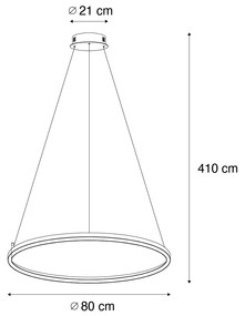 Lampa wisząca czarna 80 cm z 3-stopniowym ściemnianiem LED - GirelloDesignerski Oswietlenie wewnetrzne