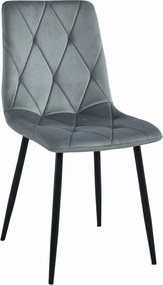 PROMOCJA Szare aksamitne krzesło do jadalni LIBRA z czarnymi nogami II jakość