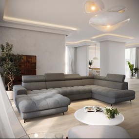 Masseno Narożnik CORENO z funkcją spania i pojemnikiem na pościel Narozniki U, Rozkładana sofa - Szary, QUELLE 92