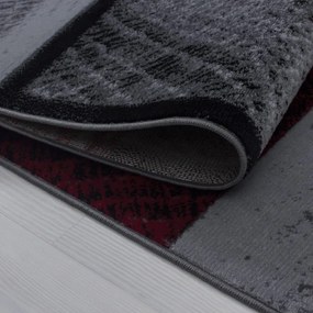 Dywan nowoczesny Plus Kwadraty szaro-czerwony 280 cm x 370 cm